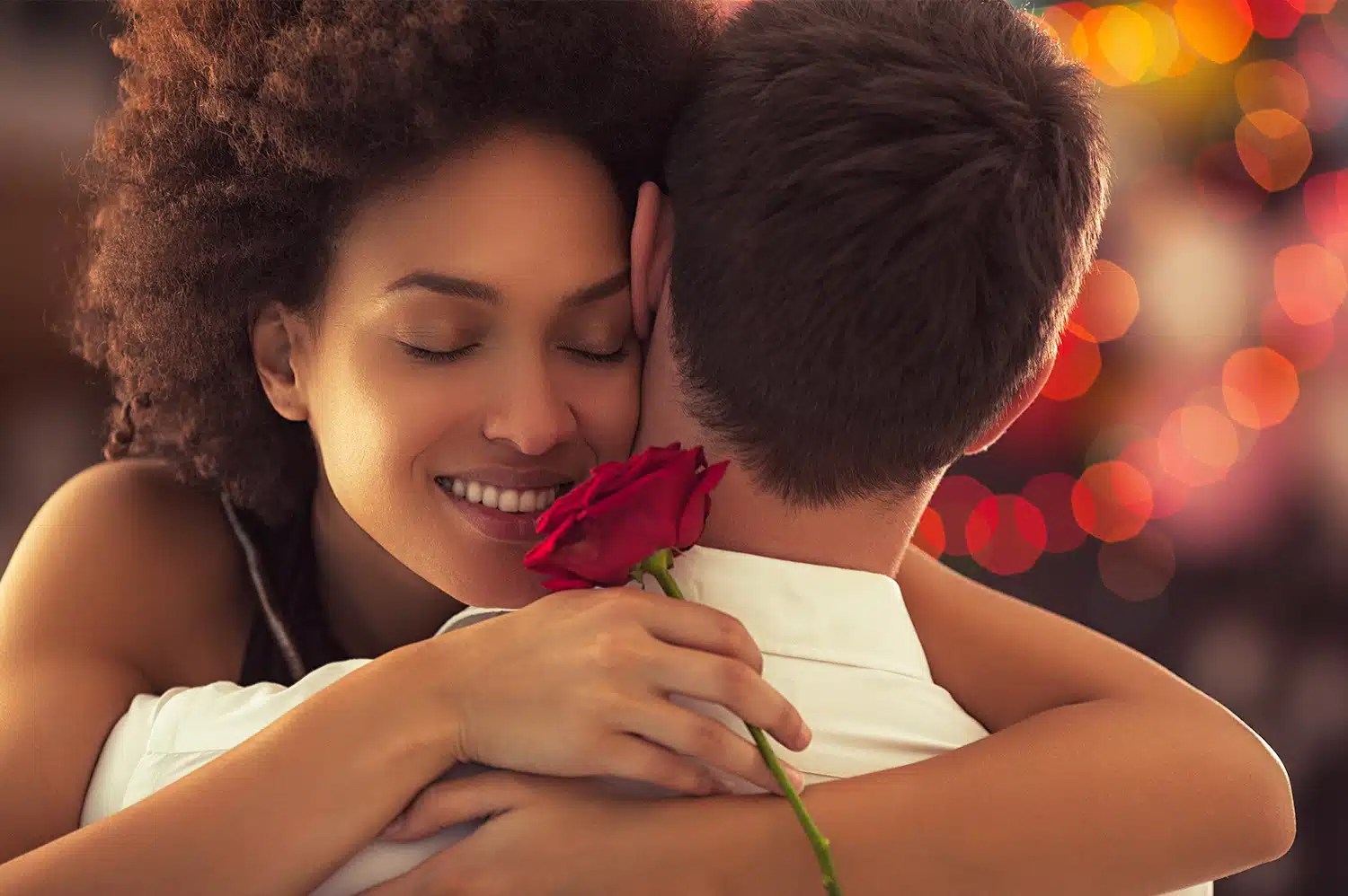 A couple celebrating Valentine's Day on a party bus in Tempe, Arizona.